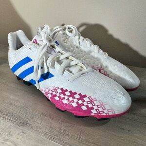 ADIDAS Predito LZ TRX FG White Pink Blue Soccer Cleats Sz 8.5